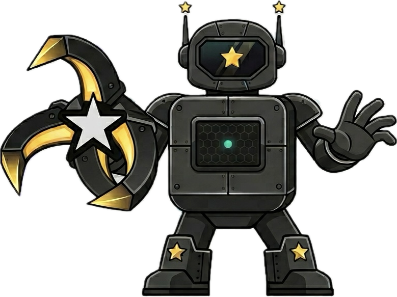 StellarClaw — armoured robot with gold claw arms